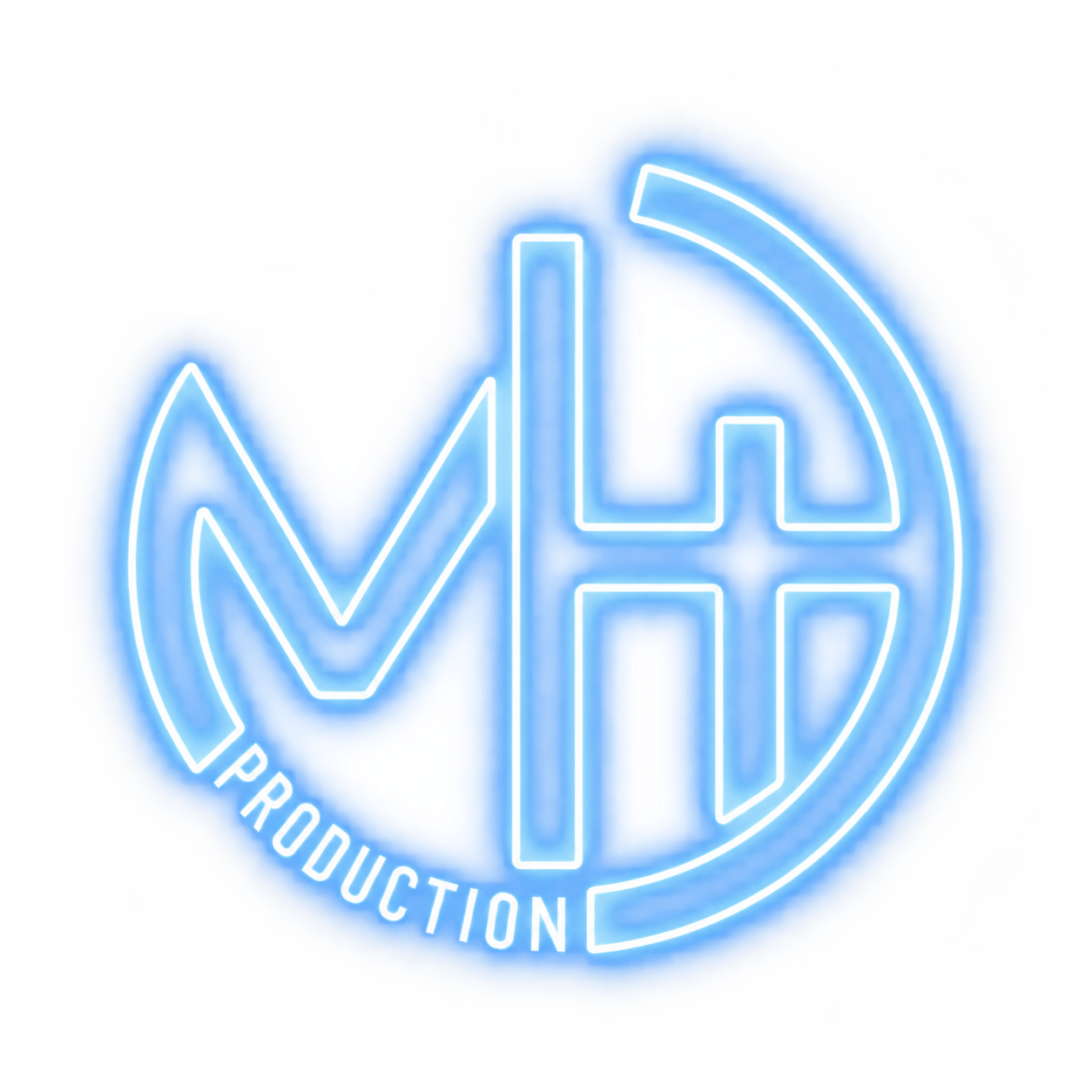 Logo bleu lumineux MIH Production